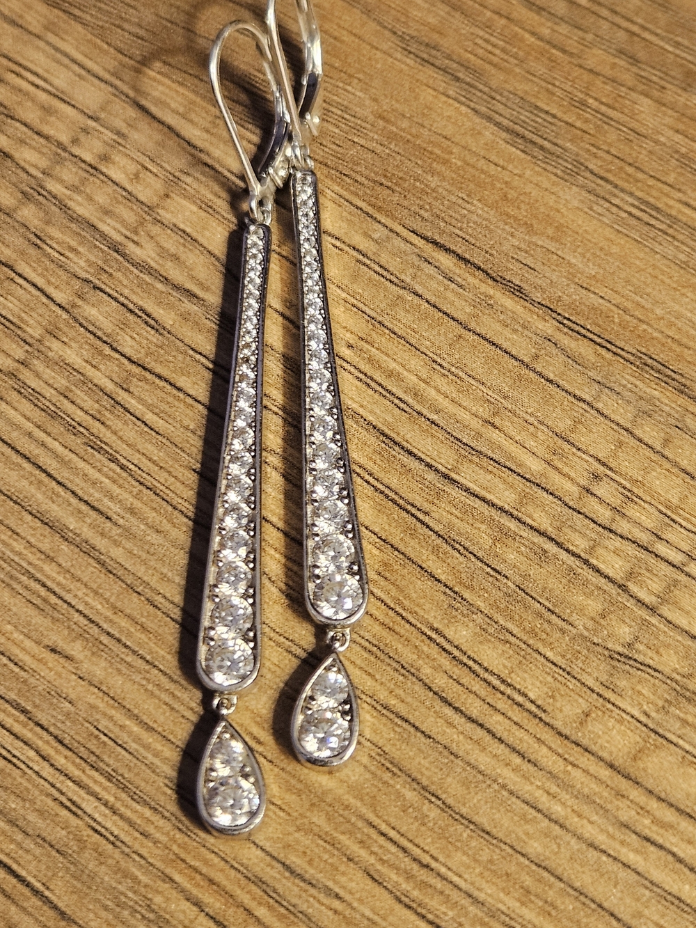 Sterling 925 Silver And CZ Long Drop Dangle Earrings By Crislu